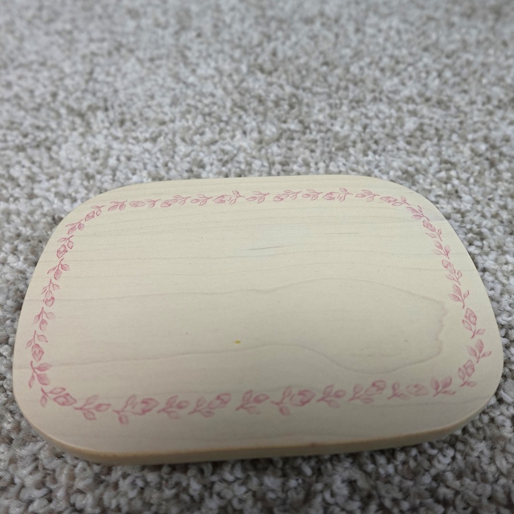 Longaberger 2004 Horizon of Hope Basket Lid WoodCrafts Pink Floral Border
